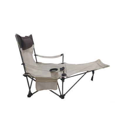 Outdoor Camping Chairs Folding/Portable/Adjustable reclining chair(Three-level adjustment), Side Pockets & Cup Holder,Carry Bag,Beige