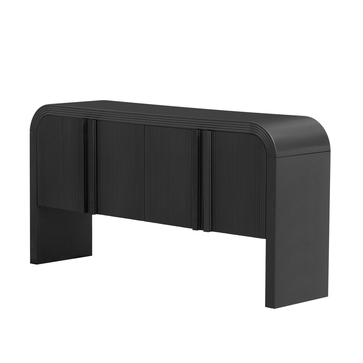 U_STYLE 62.2-Inch Wave-Pattern Console Table with 4 Doors and Adjustable Shelf, Curved design Sofa Table Behind Couch