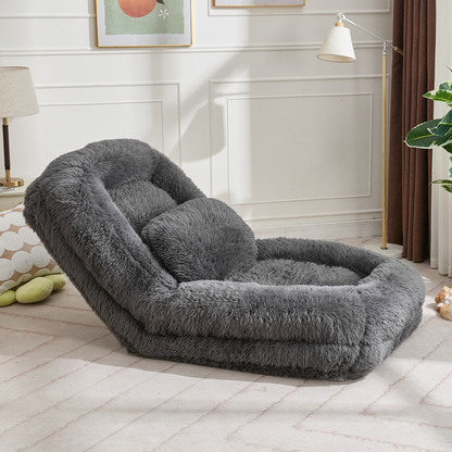 [NEW ARRIVED] [VIDEO PROVIDED] Human Dog Bed,Lazy Sofa,5-Position Adjustable Convertible,Floor Gaming Chair,bedroom, living room,Suitable for gaming, meditation,relaxation,Plush Fabric,Dark Gray