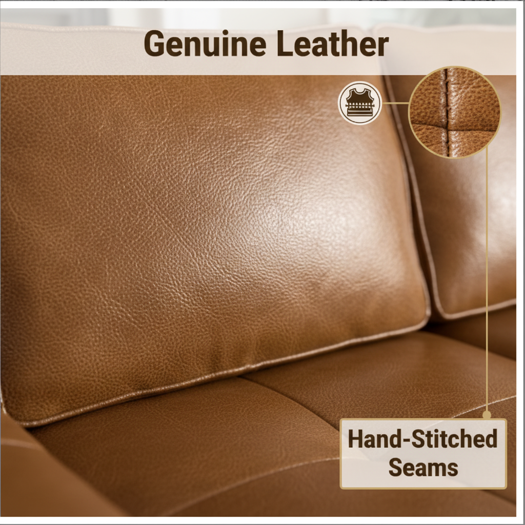 Boneless Couches for Living Room, Brown Faux Leather Cloud Sectional Couches with Chaise, Deep Seat L Shaped Modular Sofa, No Assembly Required Sofas in a Box(Right,Faux Leather,Brown)
