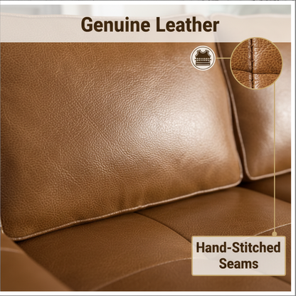 Boneless Couches for Living Room, Brown Faux Leather Cloud Sectional Couches with Chaise, Deep Seat L Shaped Modular Sofa, No Assembly Required Sofas in a Box(Right,Faux Leather,Brown)