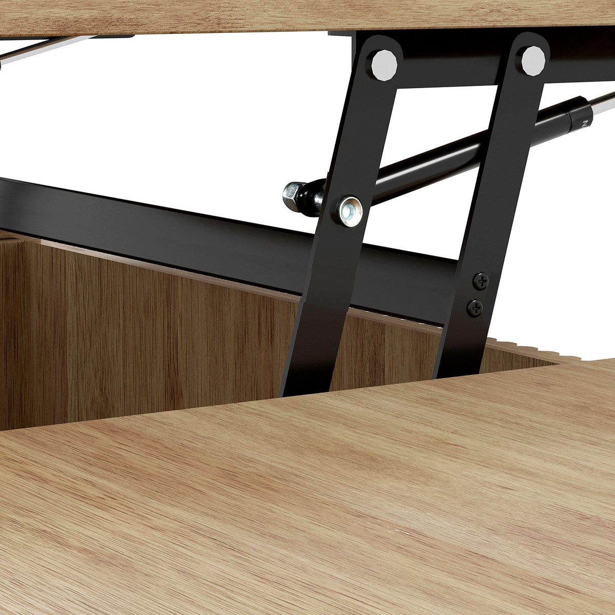U-Can Minimalist Oval Lift-Top Coffee Table with Hidden Storage and Wood Wave Grain Finish