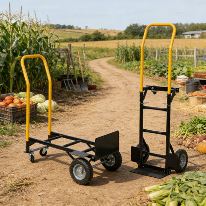 Hand Truck Dual Purpose 2 Wheel Dolly Cart and 4 Wheel Push Cart with Swivel Wheels 330 Lbs Capacity Heavy Duty Platform Cart for Moving/Warehouse/Garden/Grocery