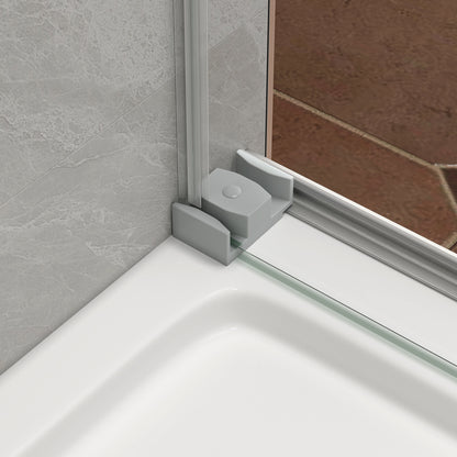55"-60" W x 76" H Brushed Nickel Reversible Installation Double Bypass Sliding Shower Door Easy Installation Frameless Shower Door,5/16"(8MM) Tempered Glass With Nano Explosion-proof Film