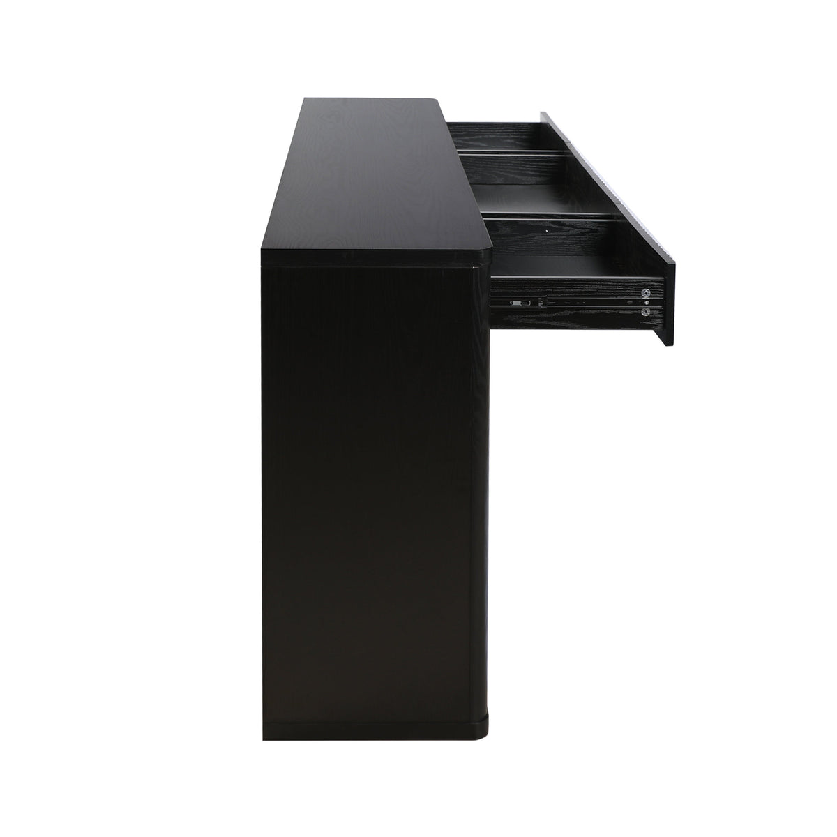 63" Fluted Console Table with 3 Drawers, Long Sofa Table Behind Couch for Living Room, Hallway, Foyer,Black
