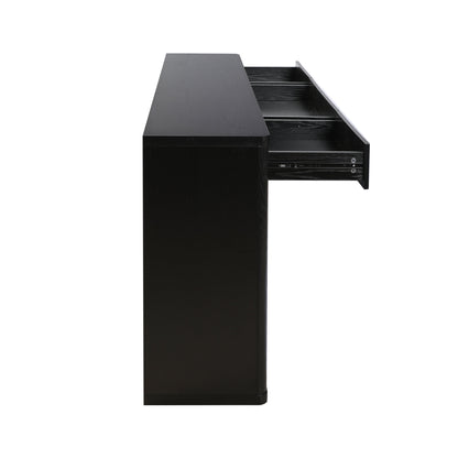 63" Fluted Console Table with 3 Drawers, Long Sofa Table Behind Couch for Living Room, Hallway, Foyer,Black