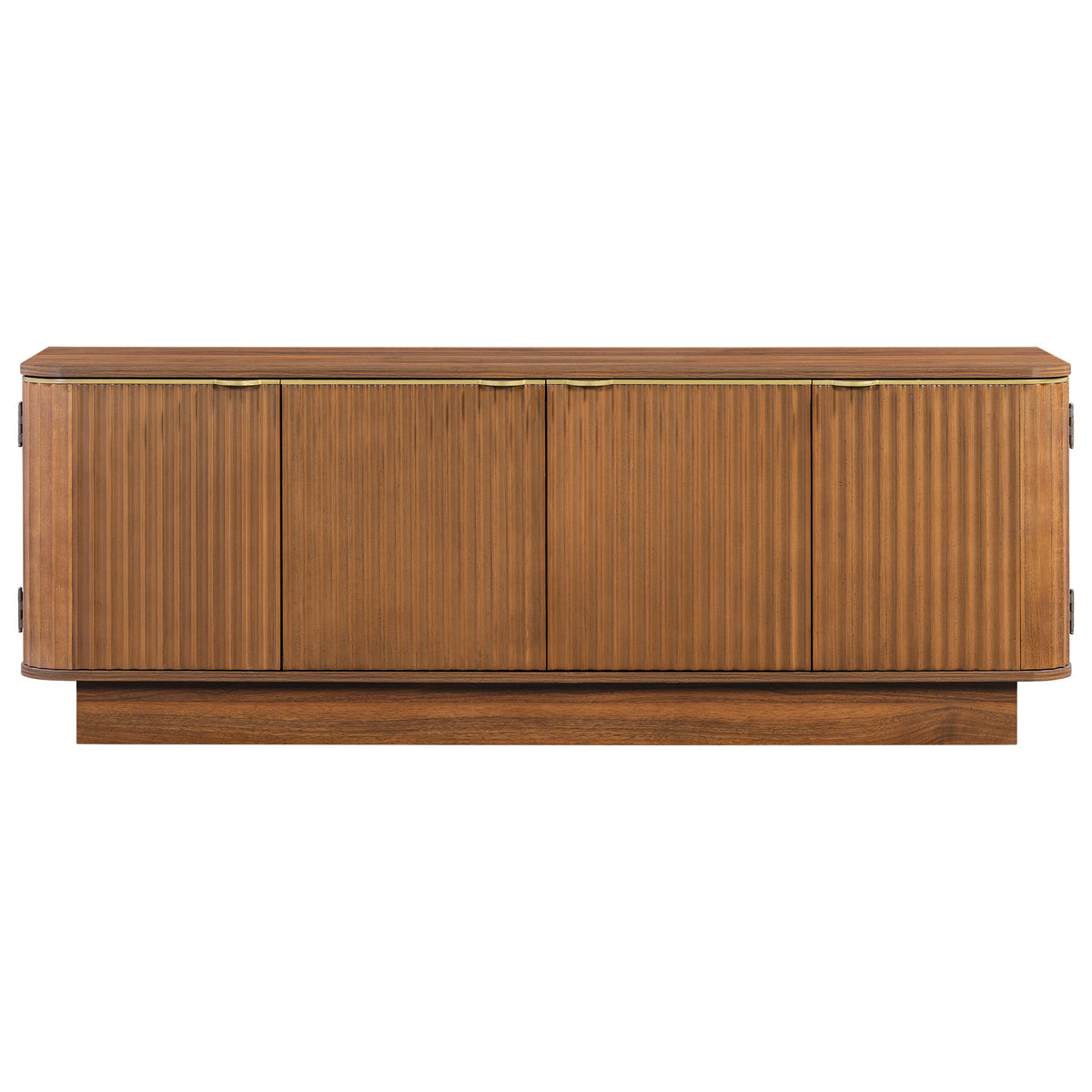 VIBE HAUS Mid-Century Modern TV Stand for 70 Inch TV, Fluted Wood Media Console with Adjustable Shelves and Cable Holes, Entertainment Center with Storage Cabinets, FarmhouseTV Cabinet for Living Room