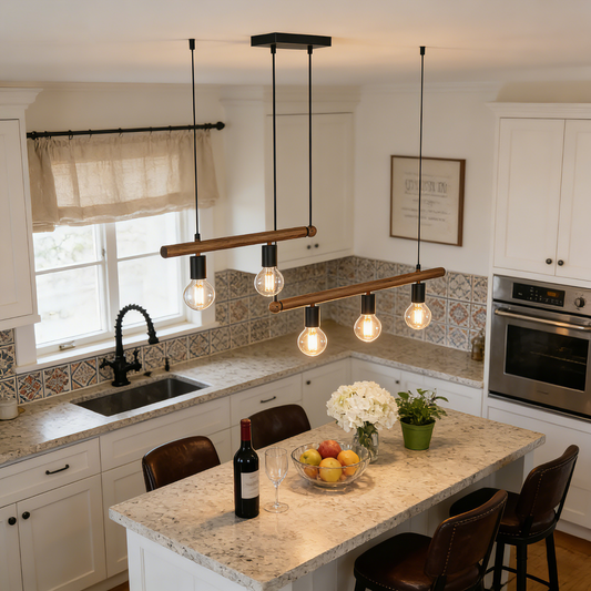 Macgregor 5‑Light Kitchen Island Pendant Light, Industrial Hanging Lamp for Dining Living Room, No Bulb