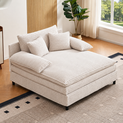 55' W Reclining Chaise Lounge Chair Indoor with 4-Gear Adjustable Backrest, Oversized Deep Seat Recliner with Comfy Pillows, Single Sleeper Sofa Bed, Cloud Couches for Living Room