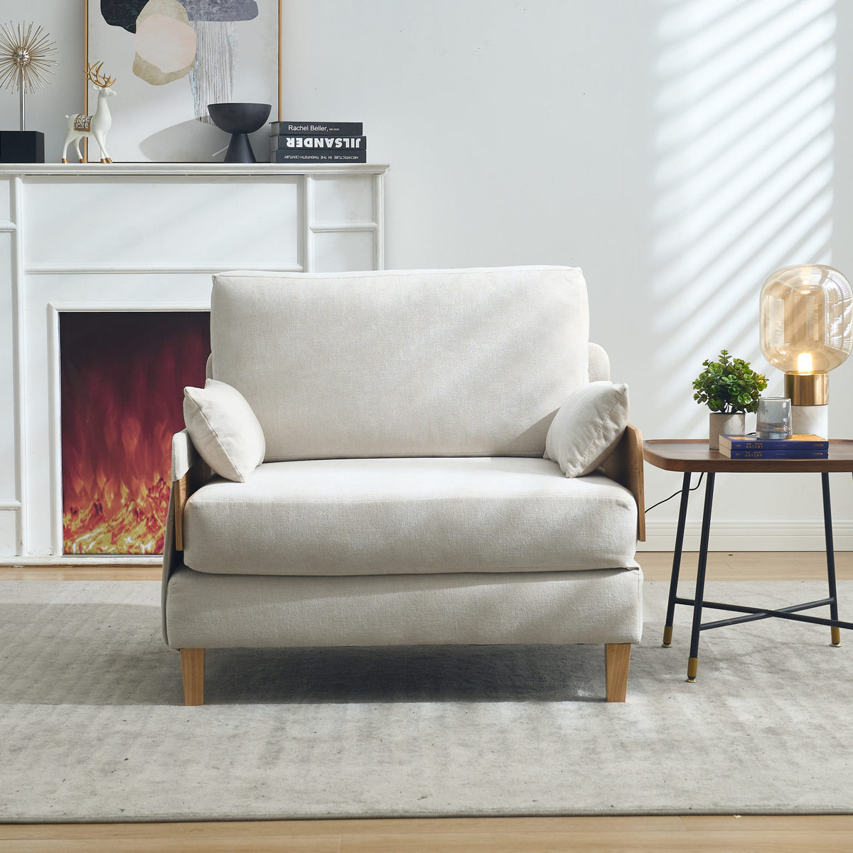 Foldable sofa bed recliner, 3-in-1 convertible sleeper, mid-century modern decor, suitable for small spaces, with three pillows, can be placed in the bedroom study room guest