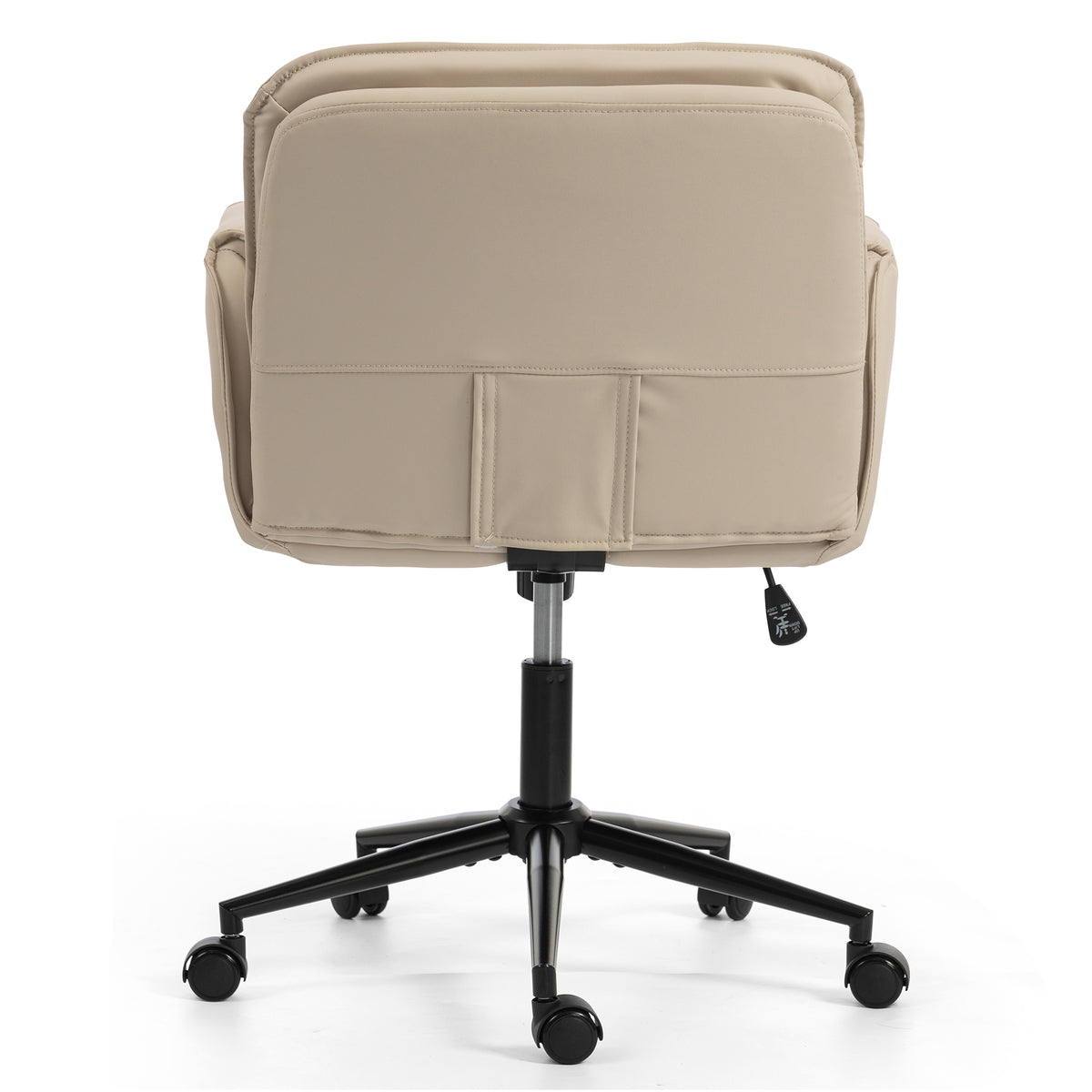 Criss Cross Chair with 5-Gear Adjustable Armrests & Wheels, Ergonomic Thickened Backrest Swivel Desk Chair for Home Office, Vanity, Bedroom and Living Room, Beige Pu