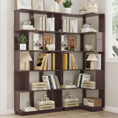 Set of 2 free combination bookcase space saving corner bookshelf 55cm plus 80cm length dark red ox blood red color and other 4 colors for