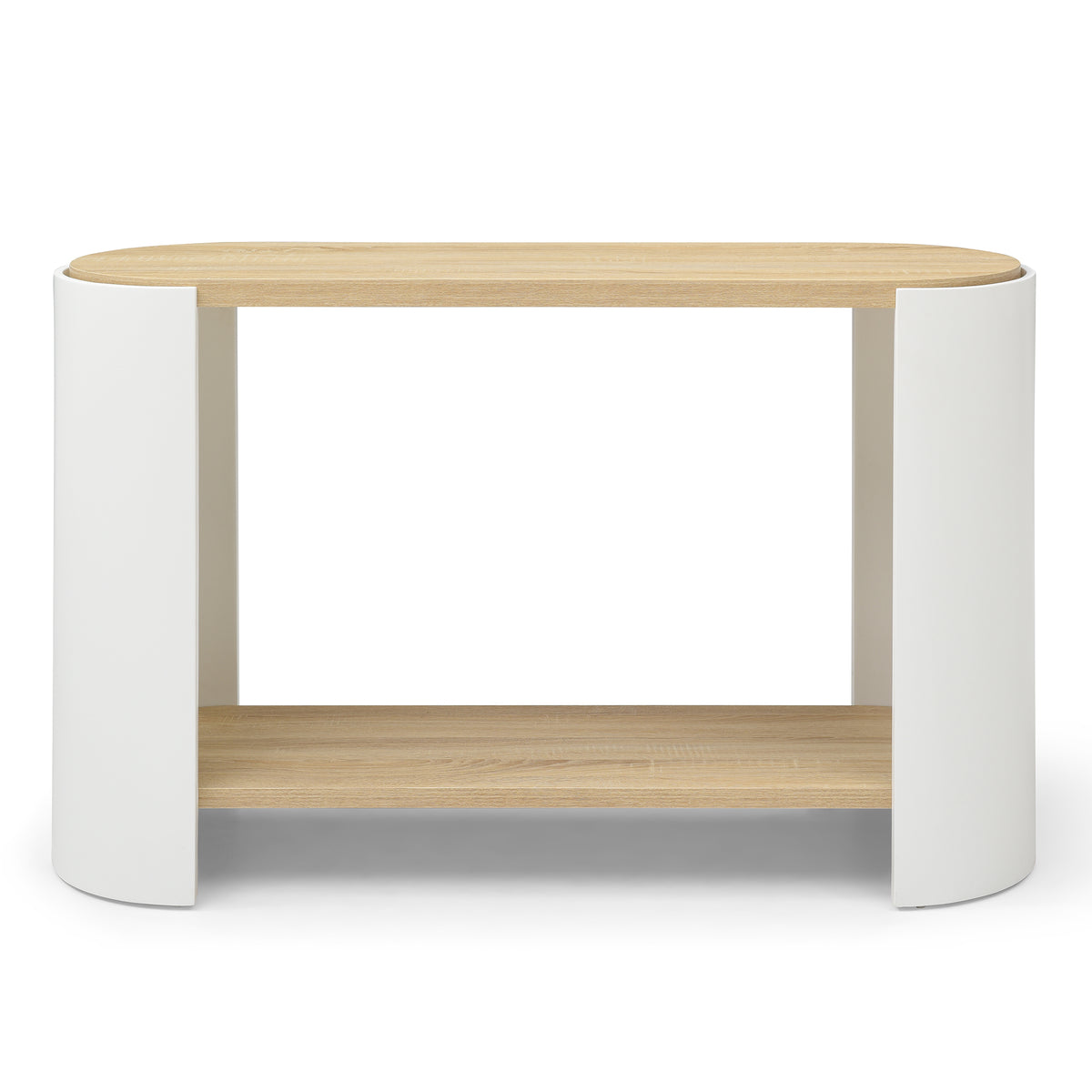 End Table, Small Side Table, Nightstand with 2-Layer Storage Shelves, Sofa Table for Small Spaces, Living Room, Bedroom, Stable Frame, Easy Assembly, (Natural color and white)