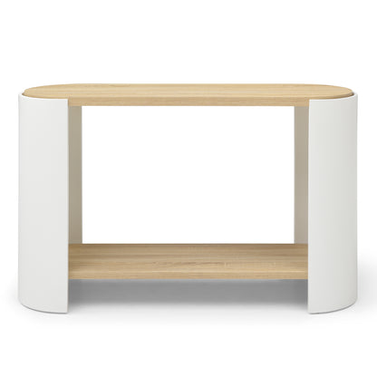 End Table, Small Side Table, Nightstand with 2-Layer Storage Shelves, Sofa Table for Small Spaces, Living Room, Bedroom, Stable Frame, Easy Assembly, (Natural color and white)