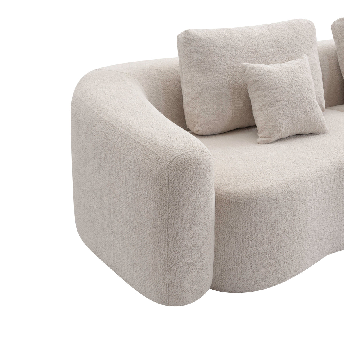 136.9" Camel Modular Curved Sectional Sofa, Vacuum Compressed Cloud Couch, Oversized Corner Sofa Set with Throw Pillows, No Assembly Required, Deep Seat Curved Sofa for Large Living Room.