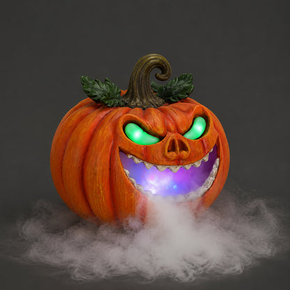 Halloween Pumpkin Monster Mist Maker, LED Light Up Fogger Figurine