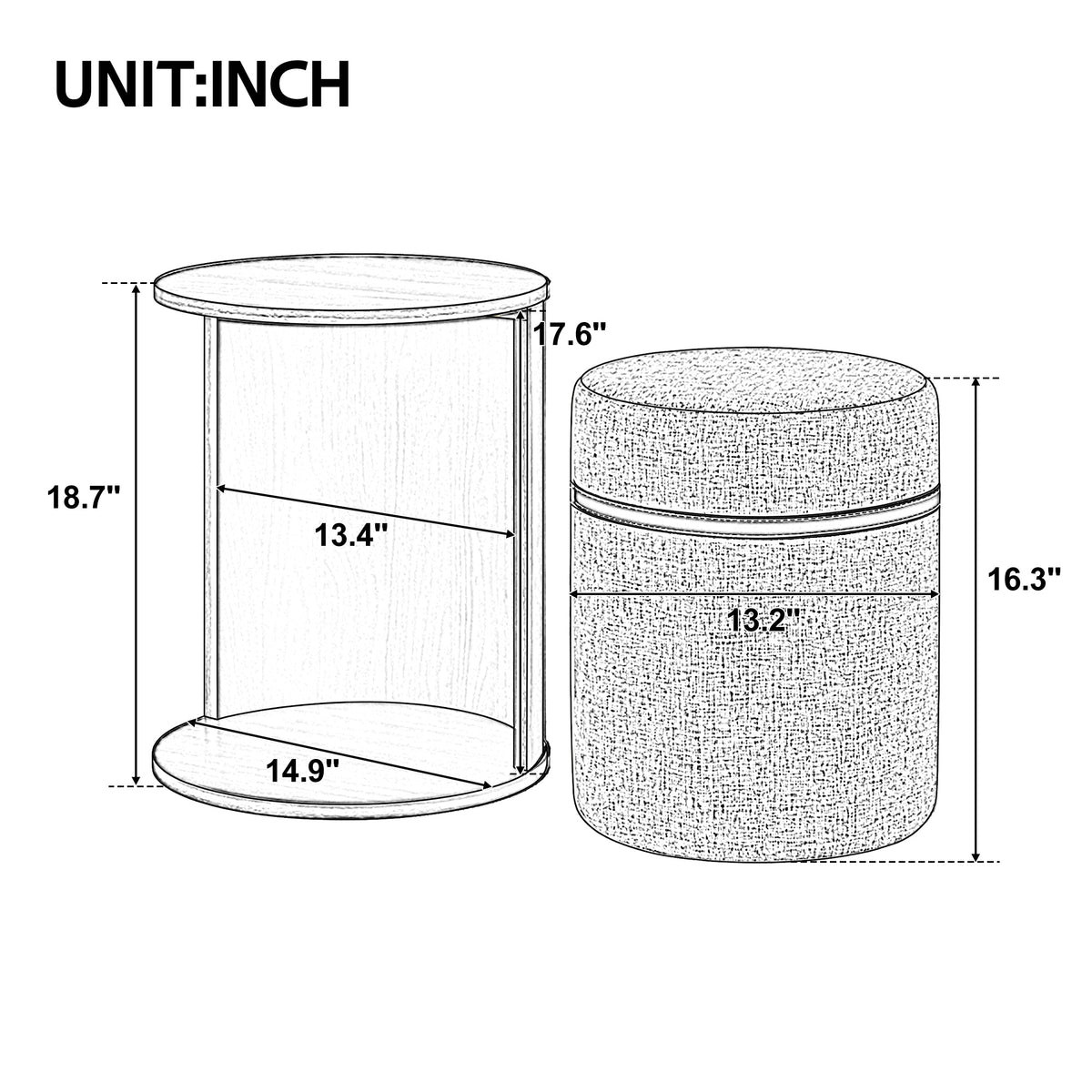 U-Can Pull-out Combo End Table, Multi-use for Living Room Sofa Side