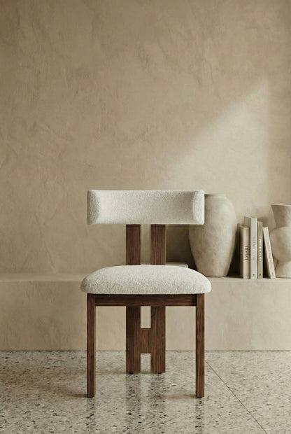 Mid-Century Modern Upholstered Dining Chair with Solid Wood Frame, Ergonomic T-Back Accent Side Chair for Dining Room, Kitchen, Living Room & Bedroom, Set of 2