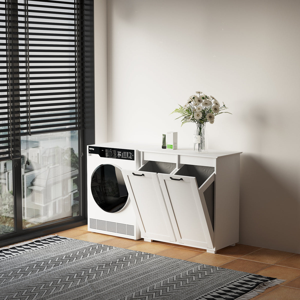 Laundry Cabinet, with 2 Removable Liner Bags