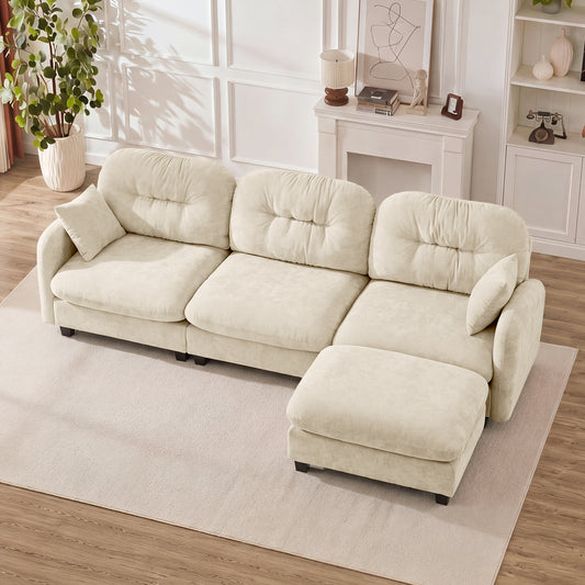 Modular Sectional L Shaped Couch With Ottoman, Premium Chenille Fabric, Tufted Cushion Backrest Design, Ergonomic Design Easy Install