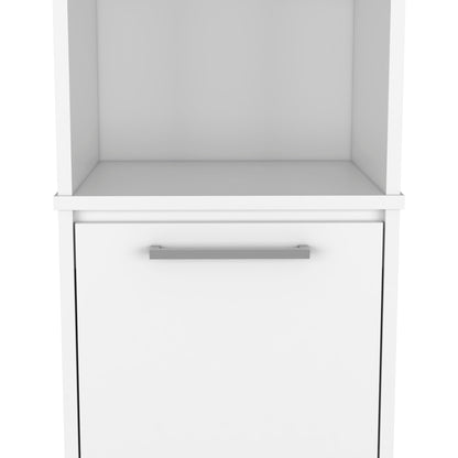 Eiffel Kitchen Pantry, Two External Shelves, Single Door Cabinet, Two Interior Shelves White -White