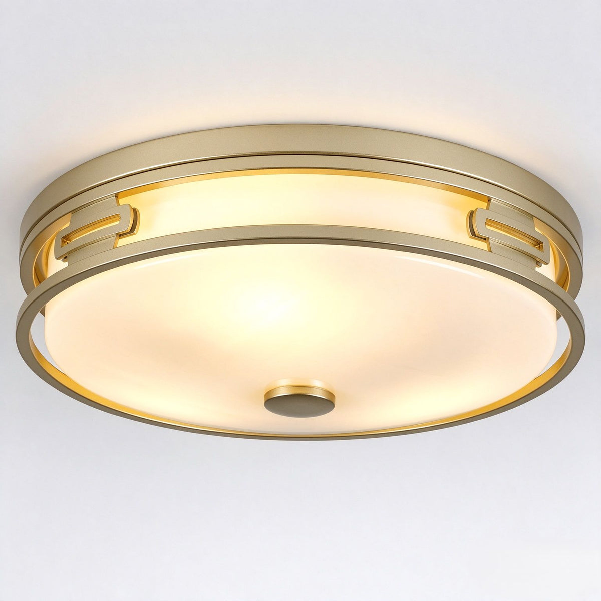 16 inch Gold Flush Mount Ceiling Light, Modern Transitional Round Close to Ceiling Lamp with Frosted Diffuser Shade, Indoor Ceiling Light Fixture for Kitchen Stairway Bedroom