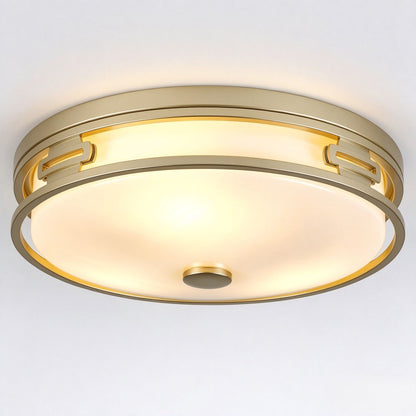 16 inch Gold Flush Mount Ceiling Light, Modern Transitional Round Close to Ceiling Lamp with Frosted Diffuser Shade, Indoor Ceiling Light Fixture for Kitchen Stairway Bedroom