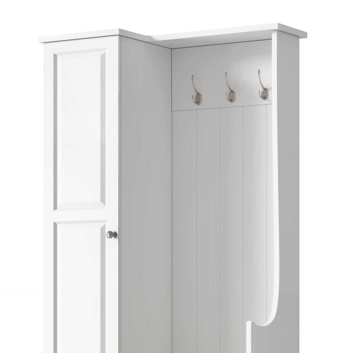 Stylish Design Hall Tree with Flip-Up Bench, Minimalist Hallway Shoe Cabinet with Adjustable Shelves, Multifunctional Furniture with Hanging Hooks for Entryways, Mudroom, White (OLD SKU: WF304223AAK)