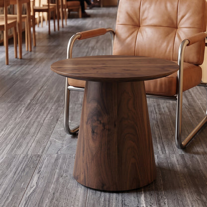 Walnut wood grain medium density fiberboard circular coffee table - diameter 19.6 inches, height 18.8 inches walnut wood grain veneer, flexible adaptation to circular tabletop.W2920P404128