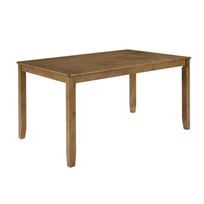 Oak Finish 6-Piece Dining Table Set – Large Rectangular Table with Upholstered Bench & 4 X-Back Chairs, Solid Rubberwood Frame, Farmhouse Kitchen Furniture for Family Dinners & Gatherings