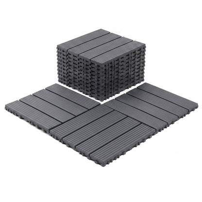 Plastic Interlocking Deck Tiles, 44 Pack 12"x12" Waterproof Non-Slip Outdoor Patio Flooring, All Weather Drainable Snap Together Decking Tiles for Poolside, Porch, Garden, Backyard & Shed Floor,Grey
