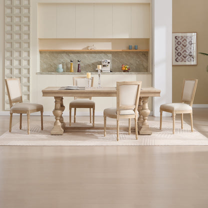 French Country Dining Chairs Set of 2, Upholstered Chairs with T-shaped Back, Wire drawing and carving techniques, Disassemblable