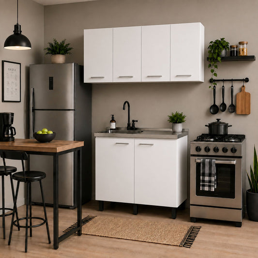 White 2-Piece Kitchen Sink Cabinet Set