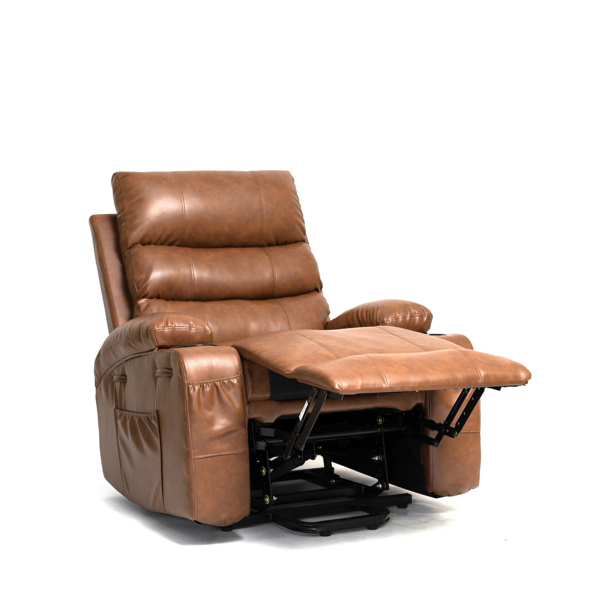 21"seat width,large size Electric Power Lift Recliner Chair Sofa for Elderly, 8 point vibration Massage and lumber heat, Remote Control, Side Pockets and Cup Holders, cozy fabric, overstuffed arm pu