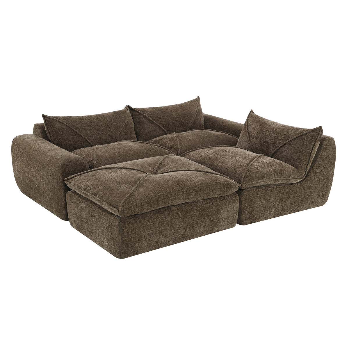 [VIDEO]116'' Fully Compressed Sofa with High Density Foam, Integrated Backrest&Seat Cushion, Decorative Edging – Brown
