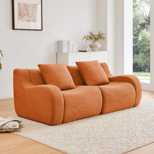 Soft Teddy Fabric Boneless Sofa, No Assembly Required Streamlined Design, Anti-Slip Design 32D High Density Sponge Living Rooms Bedrooms