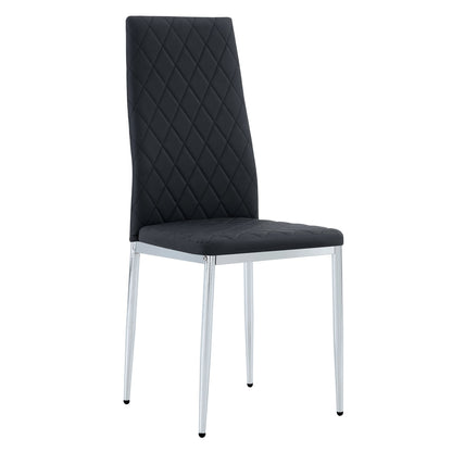 Modern Style Dining Chairs Set of 6 in Black, Essential for Minimalist Homes.Meeting Family Dining Needs, PU Material Seat