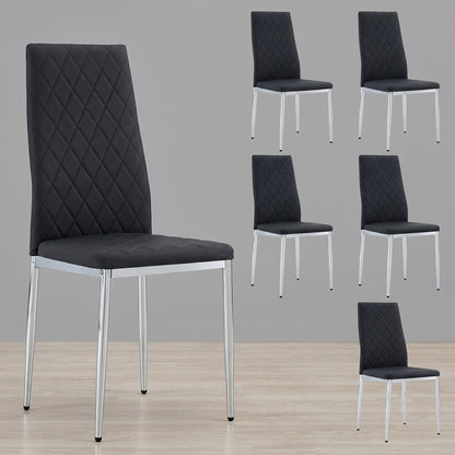 Modern Style Dining Chairs Set of 6 in Black, Essential for Minimalist Homes.Meeting Family Dining Needs, PU Material Seat