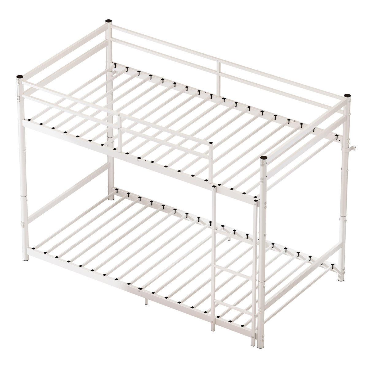 Heavy Duty Metal Twin Over Twin Bunk Bed, Convertible to 2 Separated Twin Beds, Noise-Free Steel Frame with Rubber Anti-Slip Ladder & 11.3' Guardrails, 400/485 LBS Weight Capacity, White