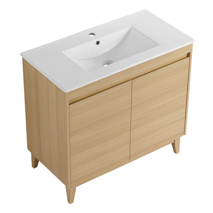 36" Freestanding Bathroom Vanity With Ceramic Sink