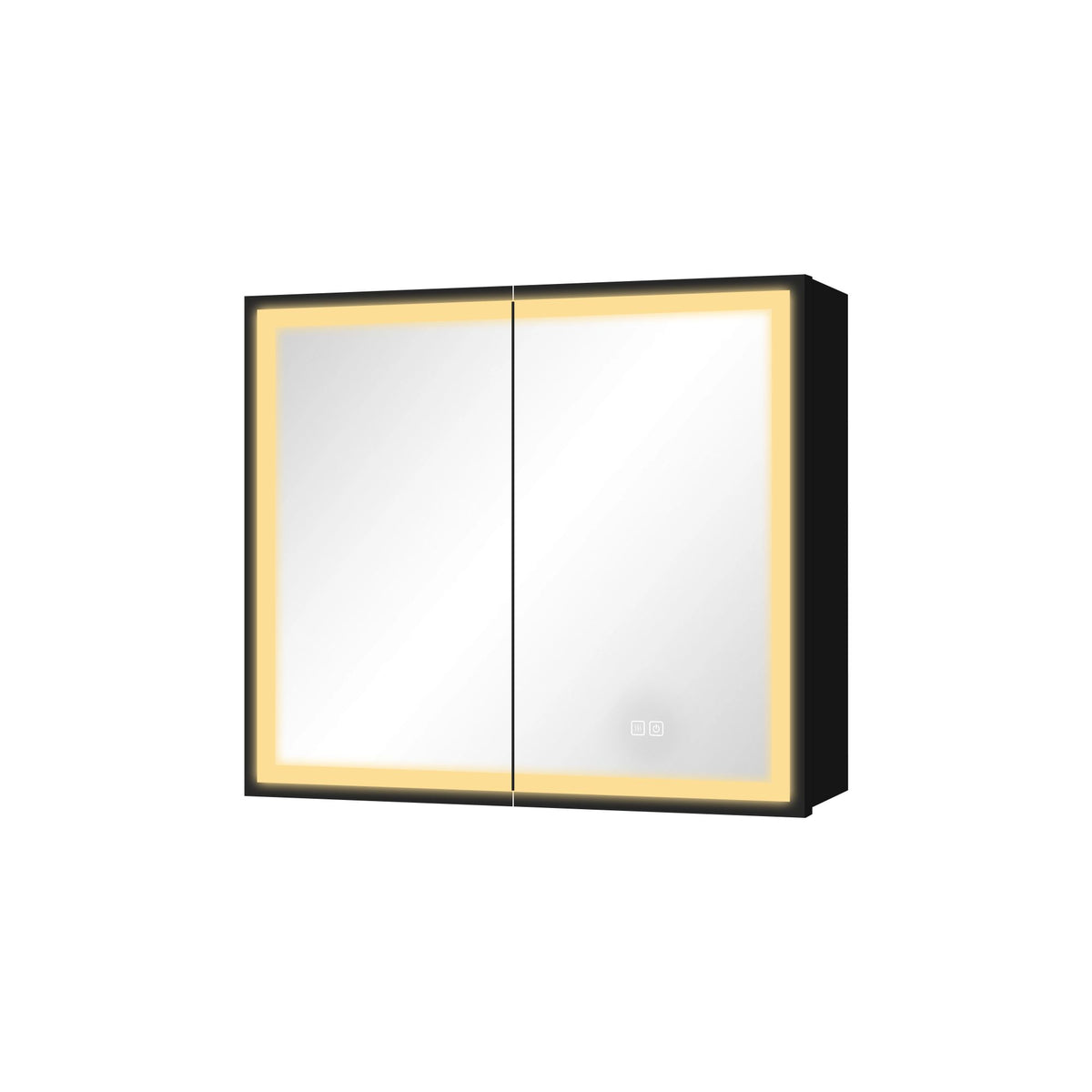 30*26 inch Black Metal Framed Wall mount LED Bathroom Medicine Cabinet with Mirror