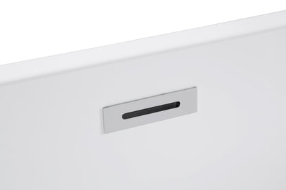 59" Acrylic Freestanding Bathtub, Stand Alone Soaking Tub, Glossy White Acrylic, Toe-tap Chrome Drain, cUPC Certified