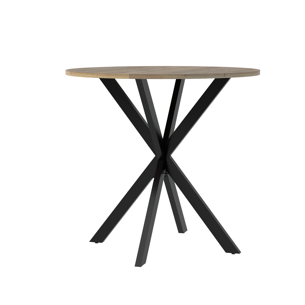 31.5 Inch Round Dining Table, Small Circle Kitchen Table with Metal Black Legs for 2-4 people, Modern Dining Room Table, Brown (only table) – 0.7Inch
