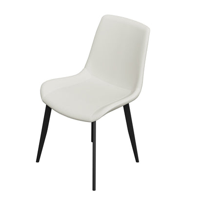 Cream white PU leather dining chair, metal chair legs, modern style padded chair, 4 sets, suitable for kitchen, dining room, living room, meeting room