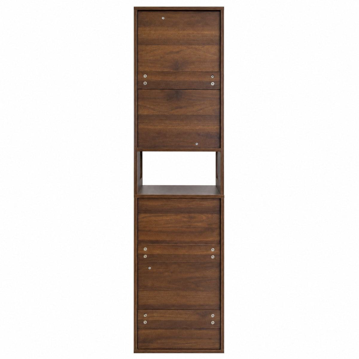Tall Narrow Storage Cabinet, Wooden Freestanding Bookshelf with Doors & drawer, Slim Display Bookcase for Living Room, Bedroom, Home Office