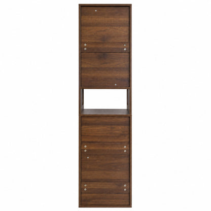 Tall Narrow Storage Cabinet, Wooden Freestanding Bookshelf with Doors & drawer, Slim Display Bookcase for Living Room, Bedroom, Home Office
