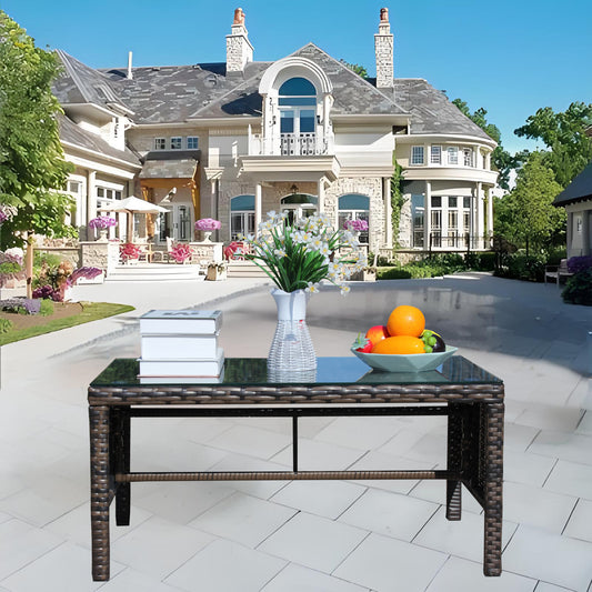 Outdoor patio Furniture 1 Coffee Table with clear tempered glass – Model W20966895