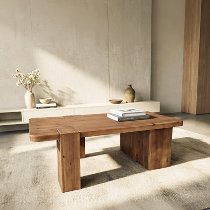 This coffee table with walnut color crafted from selected natural solid wood ,retaining natural wood grain,warm and rustic wood tones.