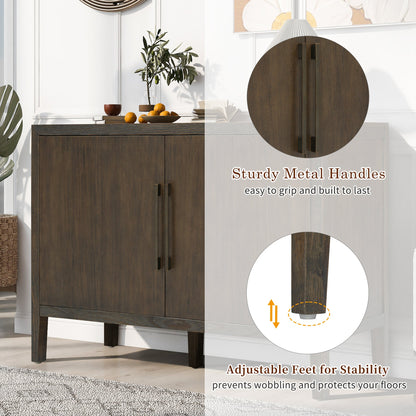 U_STYLE 47.25-Inch Farmhouse Sideboard with Pine Veneer and 2 Doors, Retro Buffet with Adjustable Feet – Model N711P410389B