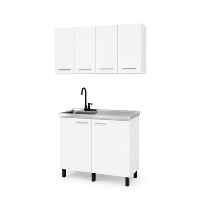 White 2-Piece Kitchen Sink Cabinet Set